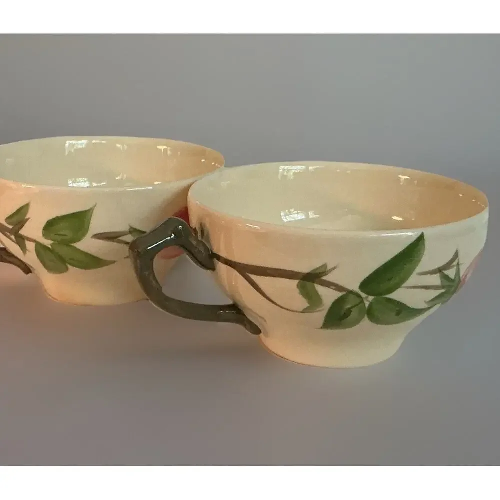 Set of 2 Floral Ceramic Tea Cups - Made in England